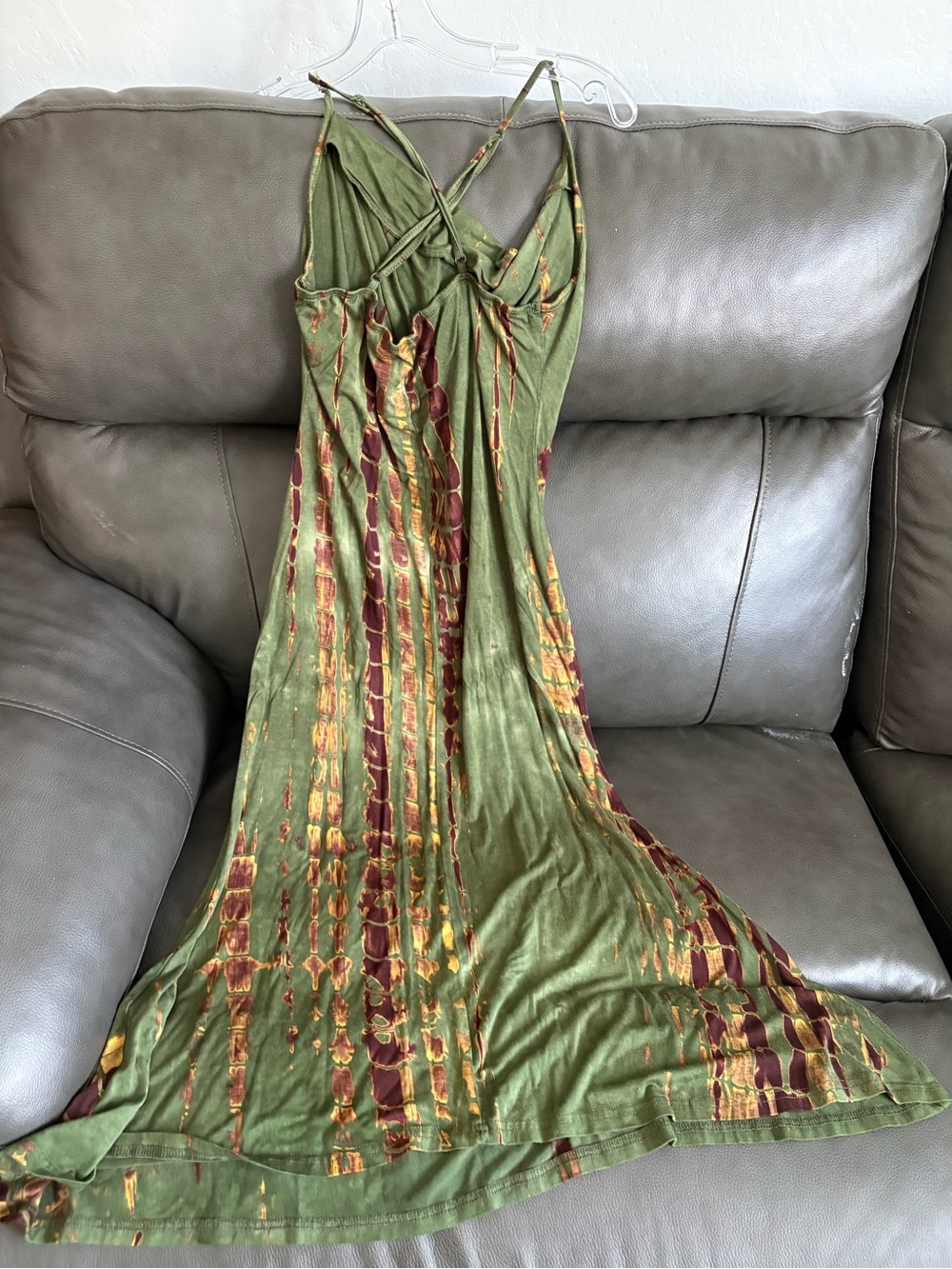 SHEIN Olive Green Dress with Rust and Gold Accents - Picture 3 of 6